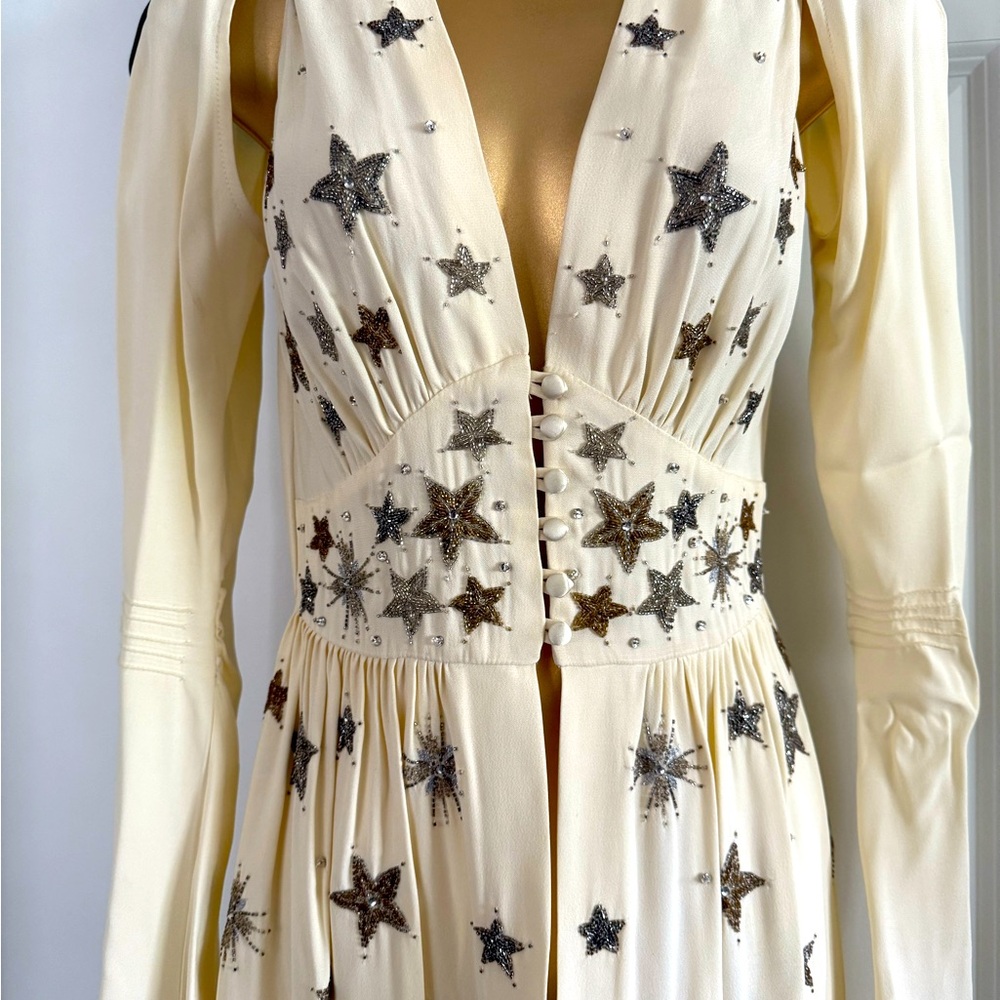 Attico Cream Star-Embellished Dress